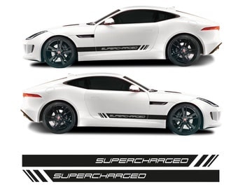 Supercharged Side Racing Stripe Kit Fade Vinyl Decal Sticker Graphics Fits Jaguar F Type SVR