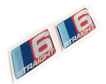 2x Gerader 6 Chrom 3D gewölbter Gel Aufkleber Aufkleber Abzeichen Passend für BMW M140i M2