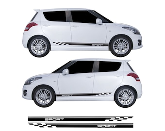 Kit de adesivos laterais quadriculados para portas esportivas com sistema de liberação de ar, em vinil, compatível com Suzuki Swift Sport MK4.