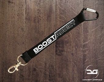 Funny Novelty Boost Addict Mini Lanyard Car Keyring Keychain Great Gift for Car Enthusiasts JDM Euro DUB Drift