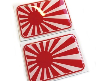 2x Rising Sun Japan Flag Car Wing 3D Decal Sticker Badges Fits JDM Nissan Mazda Honda