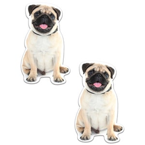 2x Carlino Cane Stampato Auto Window Bumper Laptop Vinyl Decal Sticker Grafica Divertente