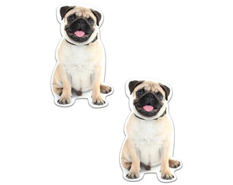 2x Mops Pies Drukowane Naklejki Samochodowe Okno Zderzak Laptop Vinyl Naklejka Grafika Zabawna