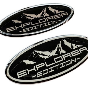 2x Explorer Edition Adventure Car Van Caravan Bus Transporter 3D Chrome Domed Gel Sticker Badges Fits Transporter, Jeep, Land Rover