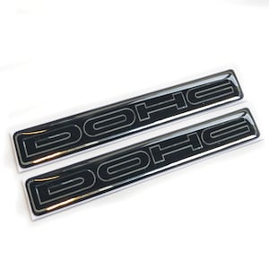 2x DOHC 3D Chrome Domed Gel Decal Sticker Badges Fits Honda, Ford, Mazda
