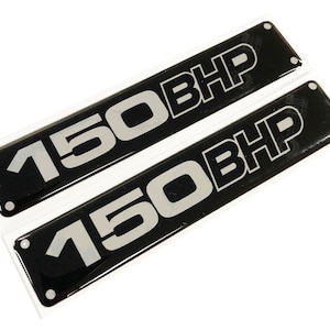 2x 150 BHP Engine Tuning Chrome 3D Domed Gel Decal Sticker Badges JDM Euro