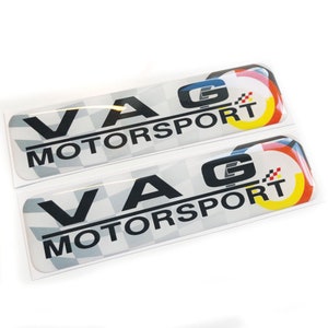 2x VAG Motorsport German Flag 3D Domed Gel Decal Sticker Badges Fits Audi VW