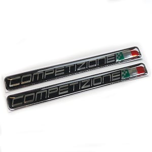 2x  Competizione Chrome Italian Flag 3D Domed Gel Decal Sticker Badges Fits Abarth Fiat 500