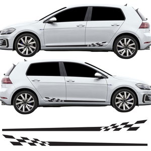 Checkered Side Stripe Decal Kit Air Release Vinyl Fits Volkswagen Golf mk7 mk7.5 5dr