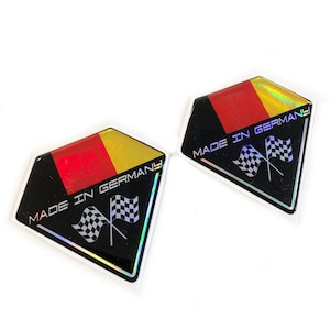 2x Made in Germany Flag Chrome Car Chrome Wing 3D Decal Sticker Badges Fits Audi BMW