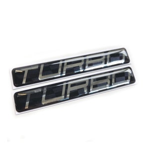 2x Turbo Engine Car Chrome 3D Domed Gel Decal Sticker Badges JDM Fits Ford Honda