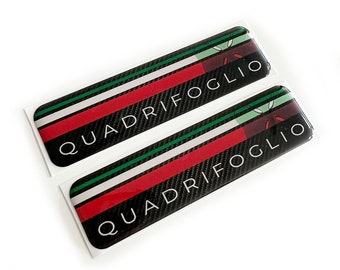 2x QuadrifoglioItalian 3D Domed Gel Decal Sticker Badges Fits Alfa Romeo 4c