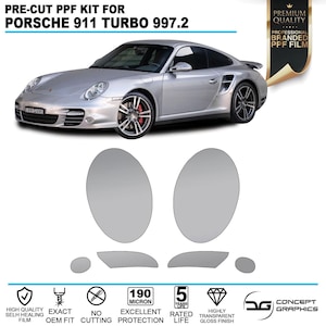 Headlight Stone Guard Pre-Cut PPF Paint Protection Film Kit Fits Porsche 911 997.2 Turbo 2008-2014