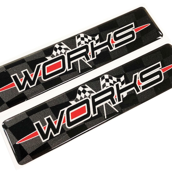 2x Works Car Wing 3D Decal Sticker Badges Fits Mini Cooper s JCW F55 F56 F57