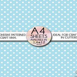 Polka Dot Patterned Gloss Auto Adhésif Autocollant making Vinyl A4 Crafting Sheets For Cricut, Silhouette Cameo, Portrait Cutters
