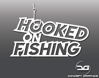 Hooked On Fishing Angling Funny Car, Van, Tackle Box Novelty Laptop Vinyl Decal Sticker | Carp Sticker | Fish Sticker | Bass Decal | Hook