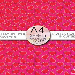 Love Hearts Patterned Gloss Auto Adhésif Vinyle Autocollant Making A4 Craft Sheets | Vinyle oracal extérieur | Pour Cricut, Silhouette Cameo