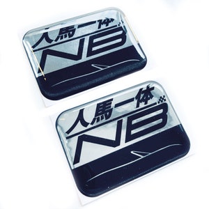 2x Jinba Ittai Chrome 3D Domed Gel Decal Sticker Badges JDM Mazda Mx5 NB Mk2