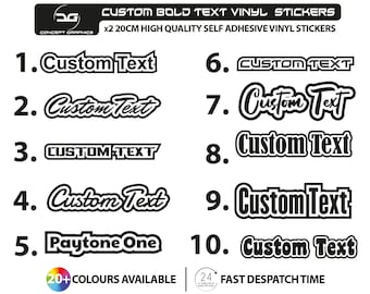 2x 20cm-100cm Outlined Custom Text Personalised Name Vinyl Lettering Decal Sticker Print Car Van Shop