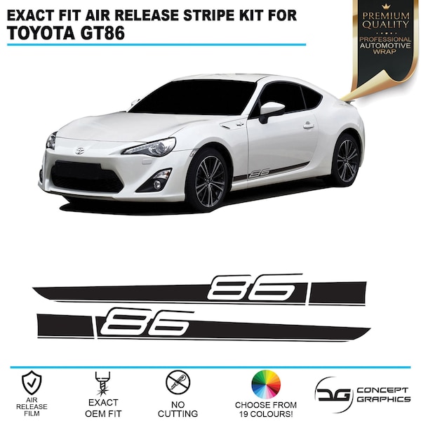 86 Side Stipe Kit Exact Factory Fit Air Release Vinyl for Toyota GT86