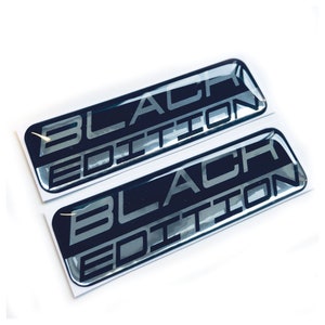 2x Black Edition Car 3D Chrome Domed Gel Decal Sticker Badges Fits Vw, Audi, Honda