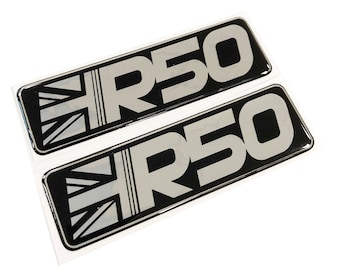 2x R50 Union Jack Car Chrome Wing 3D Decal Sticker Badges Fits Mini Cooper One
