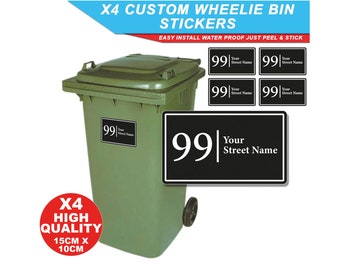 thumbnail image 2 of Personalized Custom Trash Bin / Wheelie Bin Address Name And Number Decal Stickers 2 of 11