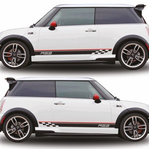 R53 Chequered Side Stripe Graphic Decal Stickers for R53 Mini Cooper S One Gen1