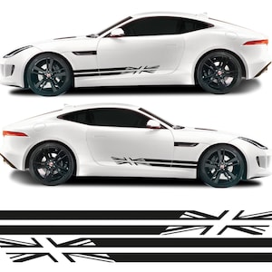 Union Jack Side Stripes Kit Fade Vinyl Decal Sticker Graphic Racing Stripes Fits Jaguar F Type SVR