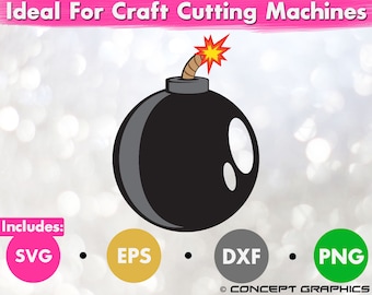 Bomb Cartoon Cannon Ball | Svg, Eps, Dxf, Png Clip Art Vector Graphic Art Work Cut File for Cricut & Silhouette SVG T-Shirt Sticker Print