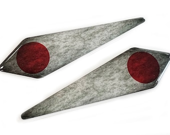 2 pegatinas de gel con efecto rústico JDM de la bandera japonesa para alerón de coche, 3D, abovedadas
