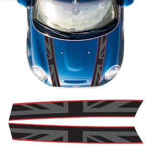Union Jack Bonnet Stipes Kit Exact Factory OEM Fit Air Release Vinyl for Mini Cooper S / JCW R56
