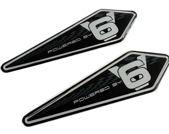 2x Racing Edition Sports Car Body Wing Chrome 3D Domed Gel Sticker Badges
