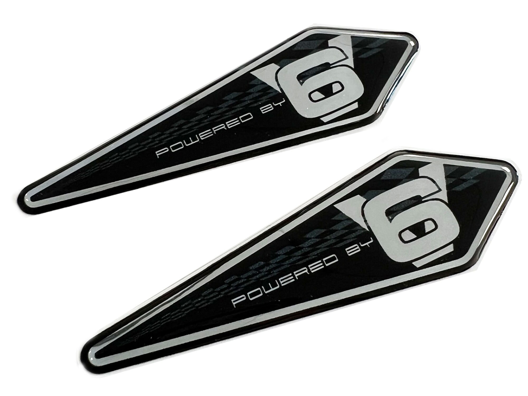 UpAuto 2 Pcs Metal V6 Emblem Fender Trunk Badge Sticker Decal Metal Fit For Car Decoration (Red