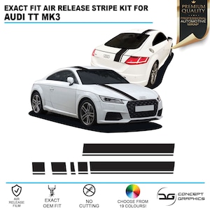 Drivers Side Over The Top Racing Stipe Kit Exact Factory Fit Air Release Vinyl for Audi TT MK3