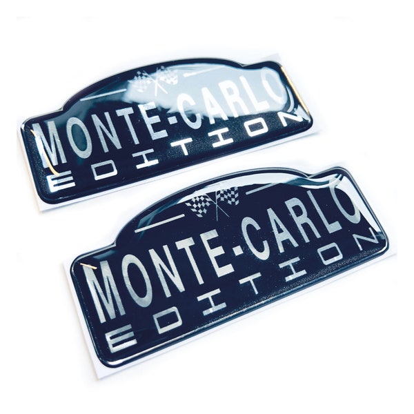 2x Monte-Carlo Car Chrome Wing 3D Decal Sticker Badges Fits Skoda Rally