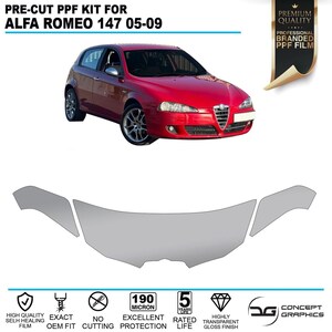 Partial Bonnet & Wings Pre-Cut PPF Paint Protection Film Stone Guard Kit Fits Alfa Romeo 147 2005-2009