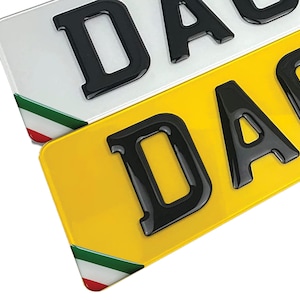 2x Italian Italy Flag Euro Car Number Plate Corner 3D Domed Gel Resin Badge Stickers Fits Alfa Romeo, Fiat, Abarth