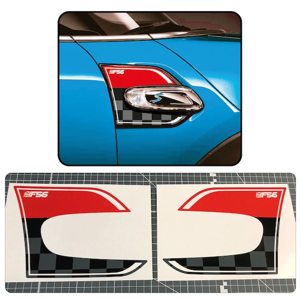 F56 Chequered Side Wing Trim Badges Decal Stickers Fits Mini Cooper One JCW F55 F57