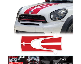 Kit de franjas de capó con vinilo de liberación de aire, ajuste OEM exacto de fábrica para Mini Countryman R60 Cooper S JCW ALL4