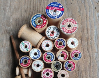 Vintage Wood Spool Lot For Crafting or Wood Home Decor