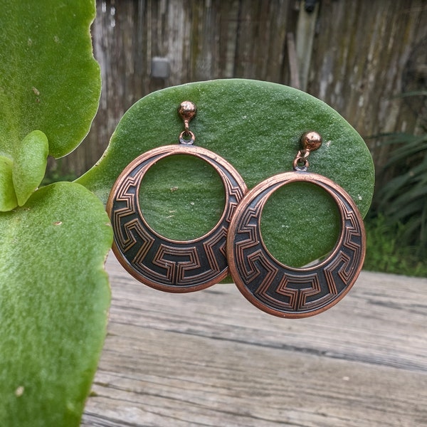 Vintage Copper Earrings, Wheeler Manufacturing Southwestern Jewelry