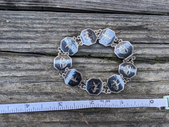 Vintage Sterling Silver Siam Nielloware Bracelet - image 8