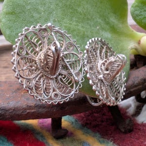Vintage Silver Sombrero Screw Back Earrings
