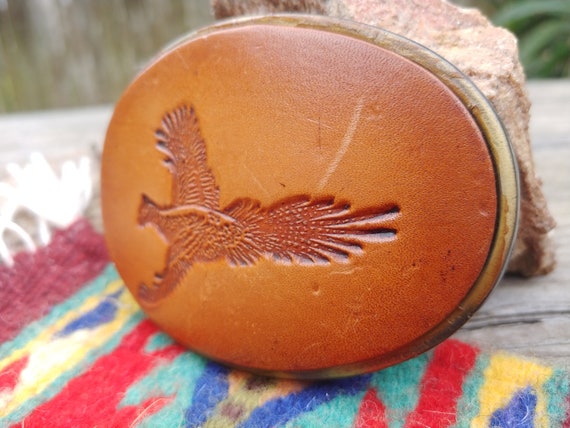 Vintage Pheasant Leather Belt Buckle - image 2