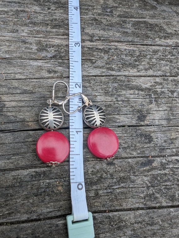 Vintage Sterling Silver Coral Earrings, Red South… - image 2