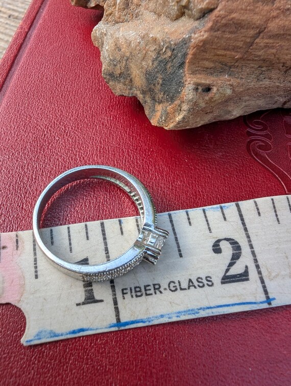 Vintage Pavé Solitaire Ring, Simulated Diamond Ri… - image 10