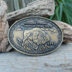 Vintage Running Strong For American Indian Youth Belt Buckle