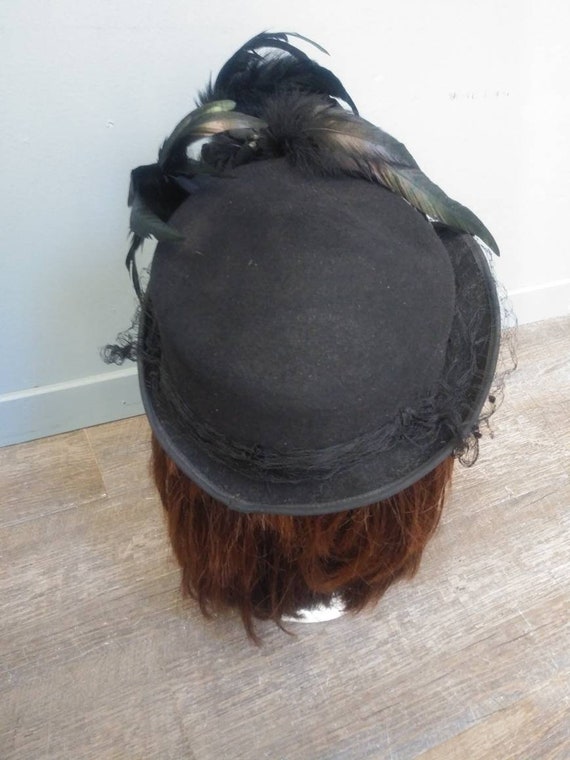 Whimsical Vintage 50's Hat with Coque Feathers & … - image 4