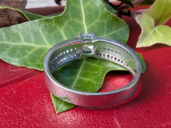 Vintage Pavé Solitaire Ring, Simulated Diamond Ri… - image 8